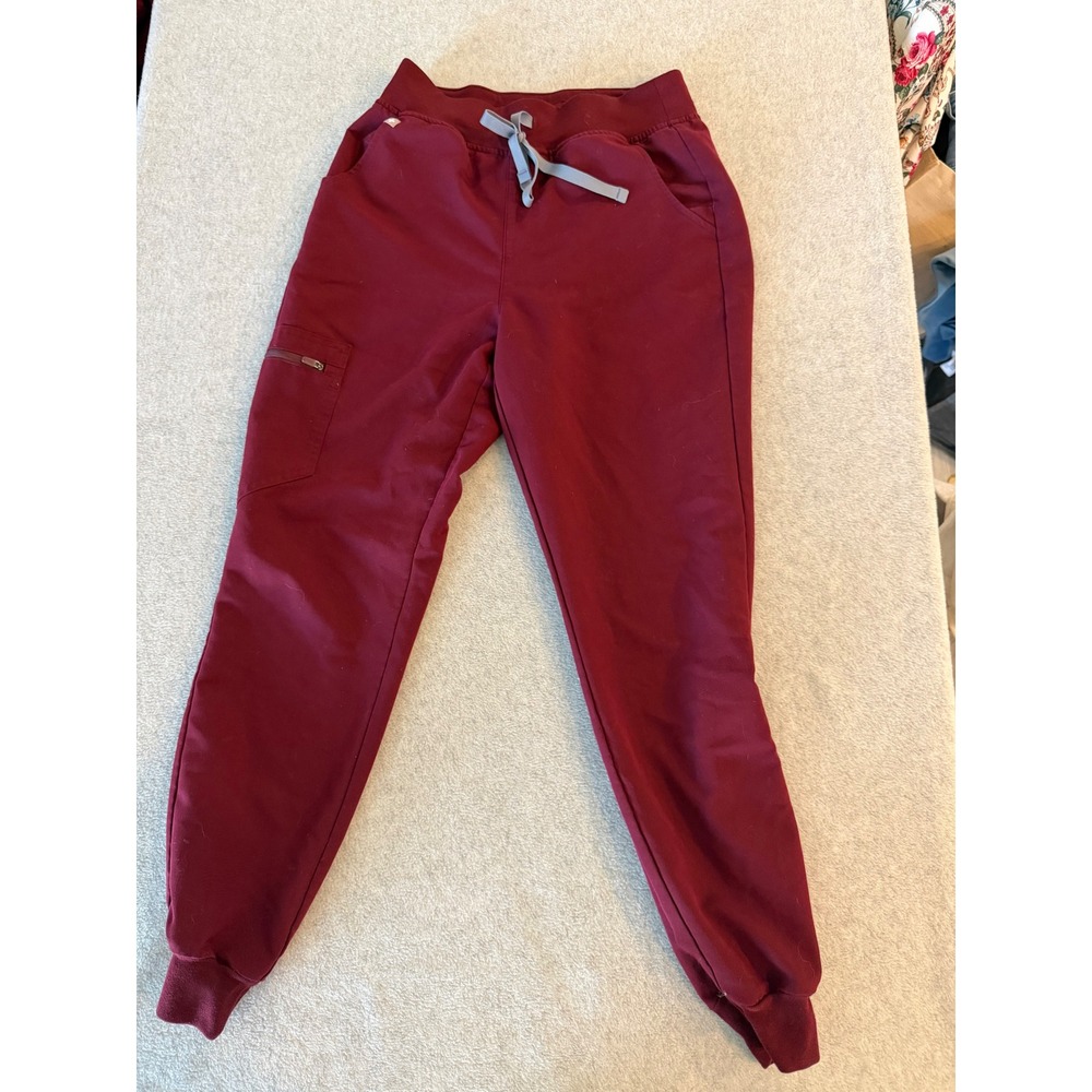 FIGS Zamora High Waisted Jogger Scrub Pants Womens Small Burgundy W22SW2012